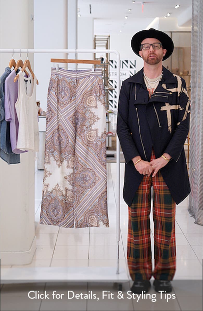 Grigore Paisley Print Wide Leg Silk Pants, sales video thumbnail