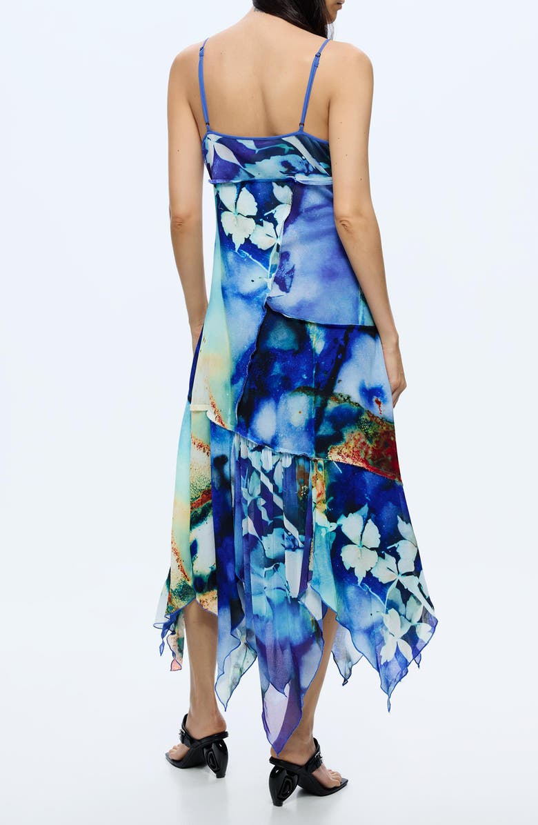 Desigual Sleeveless Handkerchief Hem Midi Dress, Alternate, color, Blue