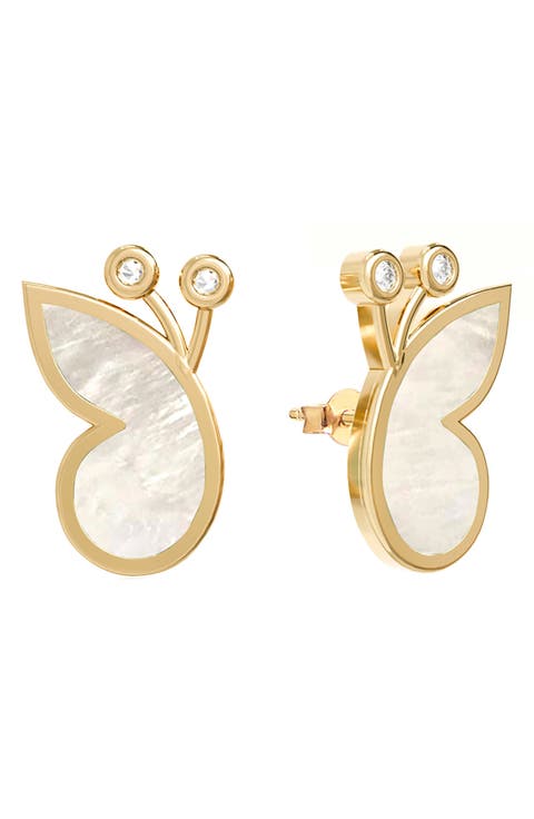 Effortless Staples Inlay Wings Stud Earrings