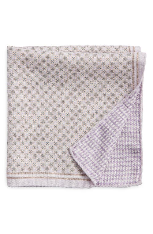 Jack Victor Claude Reversible Silk Pocket Square In Lavender