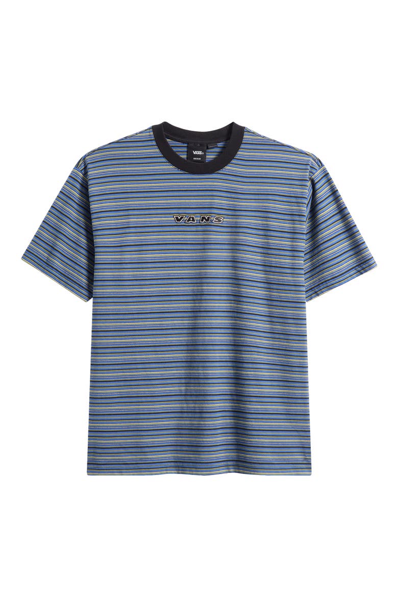 Cameron Stripe Cotton T-Shirt, Alternate, color, BLACK-TRUE BLUE