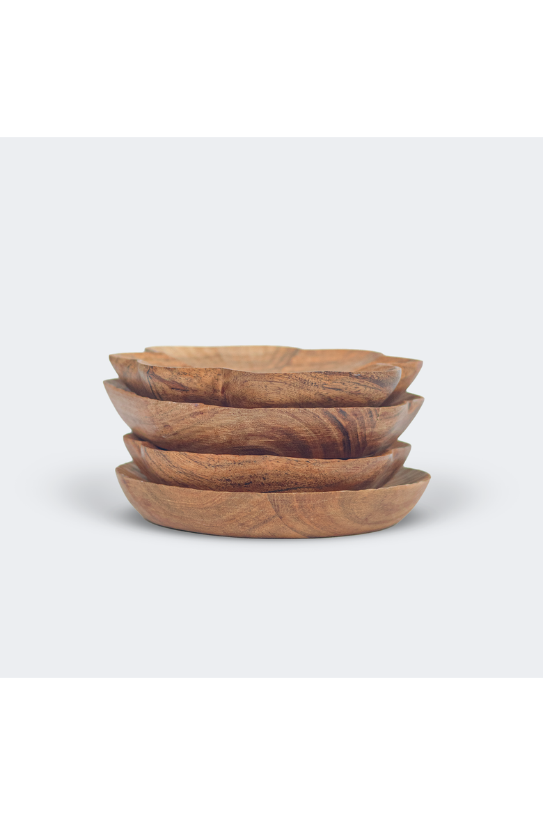 Handcarved Wooden Trinket Trays Gift Set, Alternate, color, Natural Wood