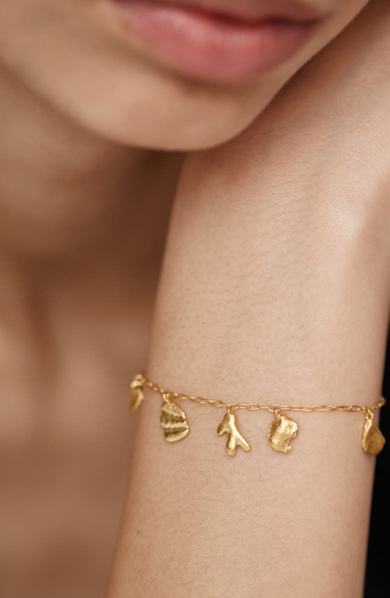 Monica Vinader Fragments Asymmetric Charm Bracelet, Alternate, color, 18K Gold Vermeil
