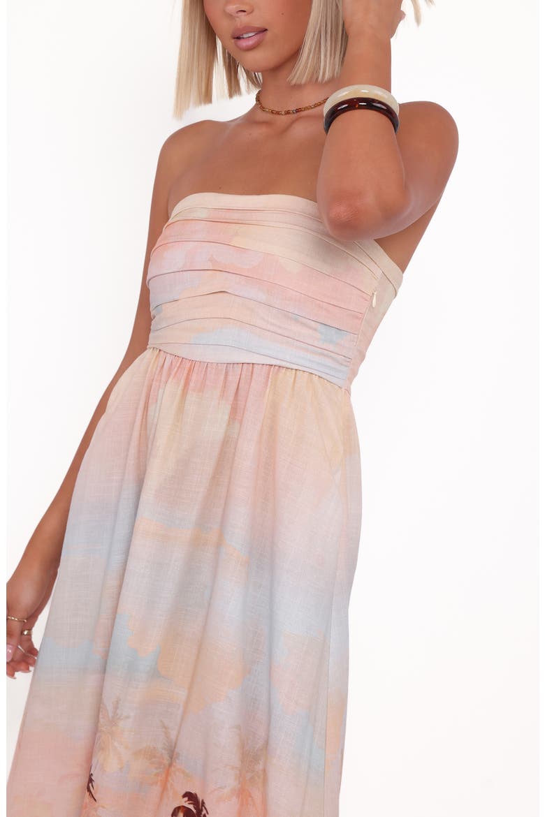 Marcia Strapless Dress, Alternate, color, SUNSET PRINT