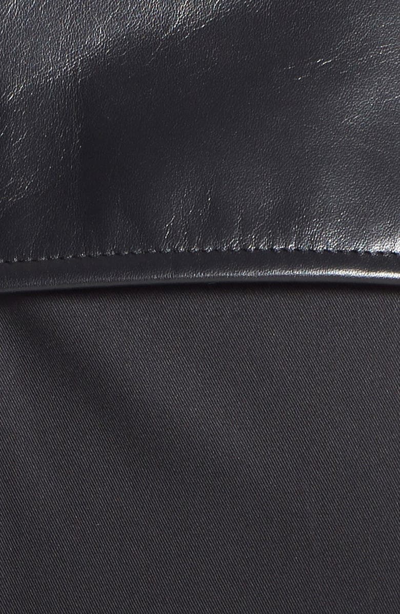 Mackage Leather Trim Asymmetrical Zip Trench Coat, Alternate, color, 