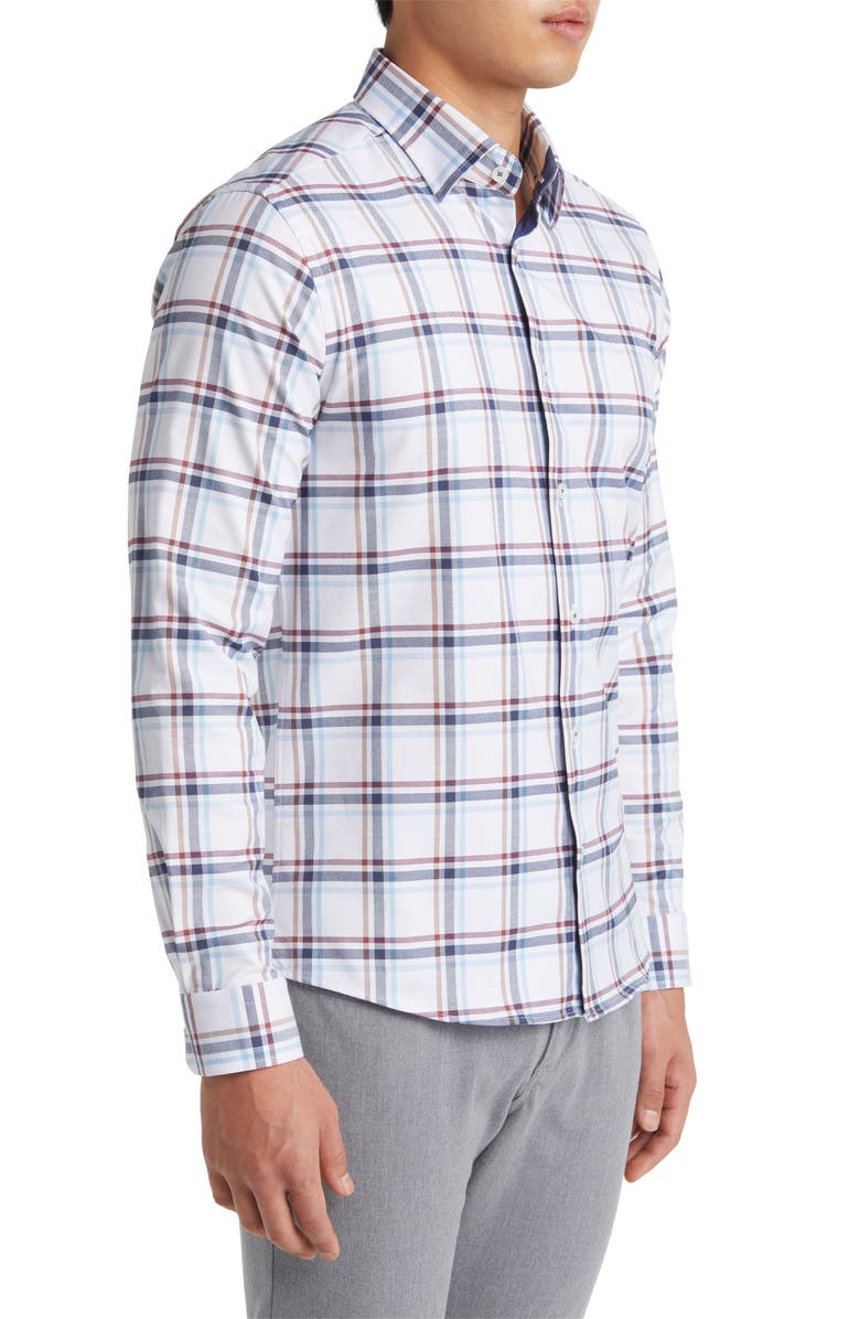 Stone Rose DRY TOUCH<sup>®</sup> Plaid Performance Button-Up Shirt, Alternate, color, White