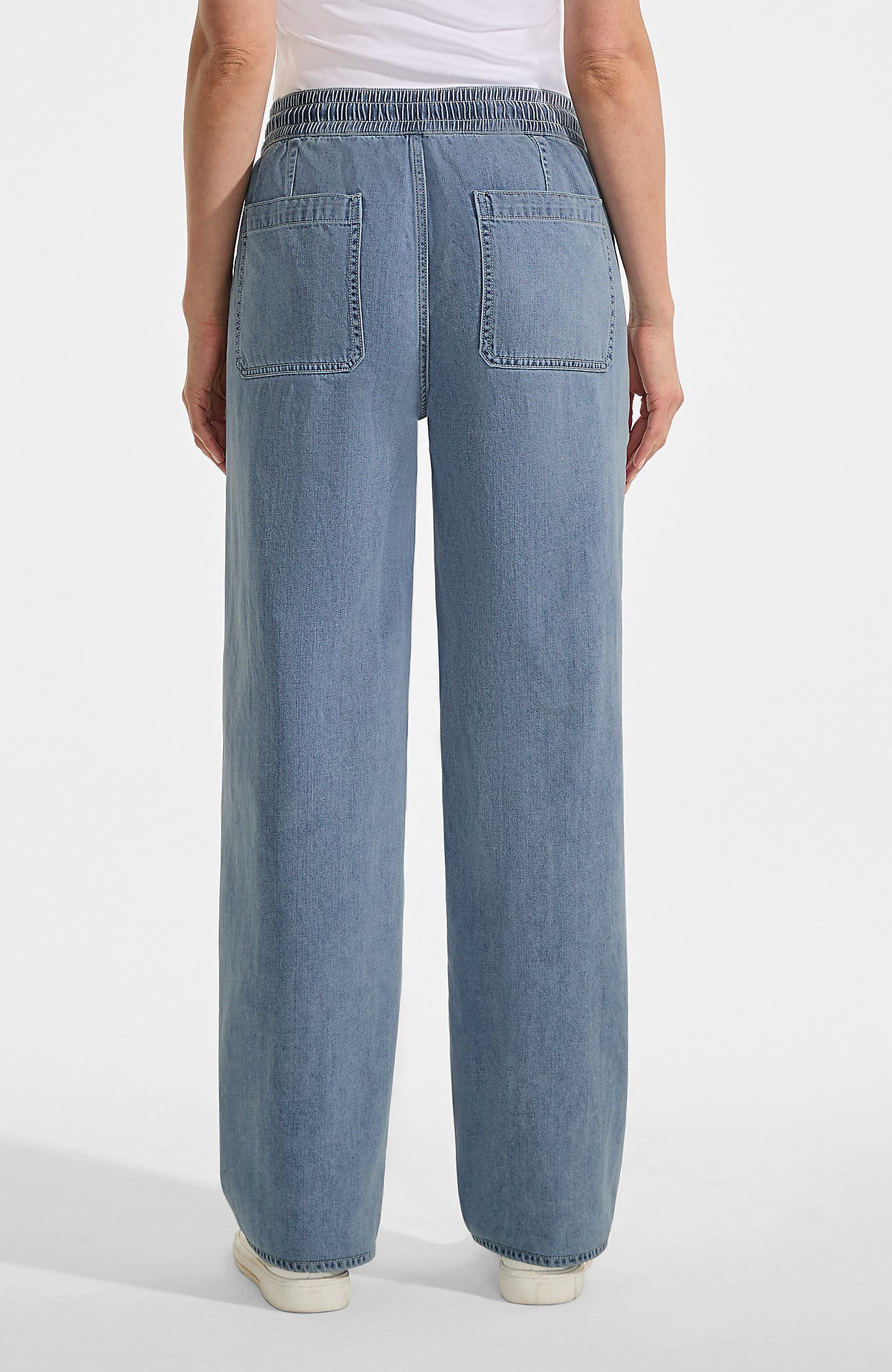 Lightweight Denim High Rise Relaxed Straight Pull On Pocket Jeans - image 2