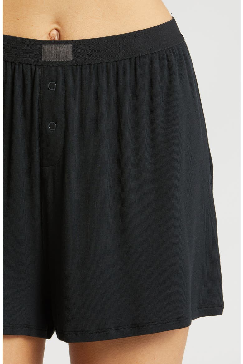 Ribbed Short Pajamas, Alternate, color, IMMERSED BLACK