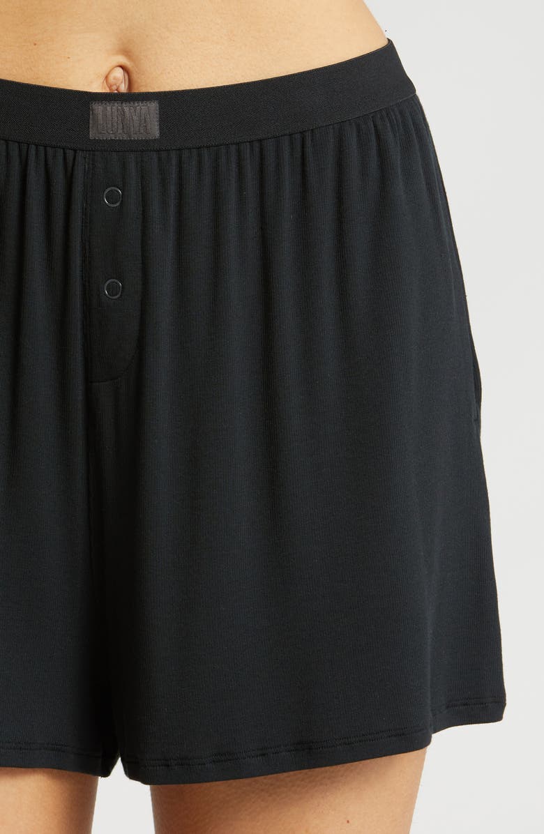 Lunya Ribbed Short Pajamas, Alternate, color, Immersed Black