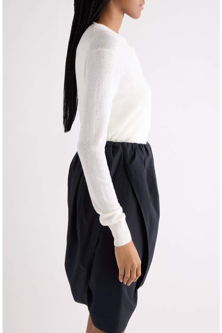 Wool Pointelle Underpinning Cardigan, Alternate, color, ICONIC MILK