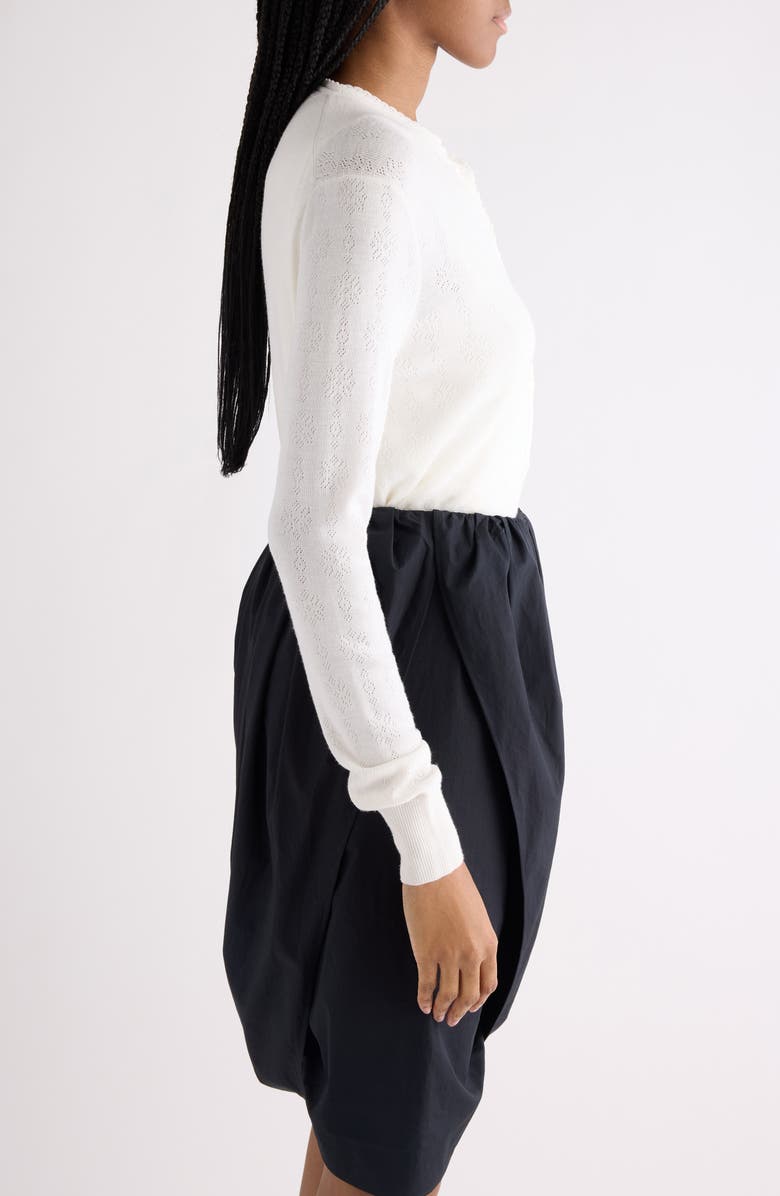 Chloé Wool Pointelle Underpinning Cardigan, Alternate, color, Iconic Milk