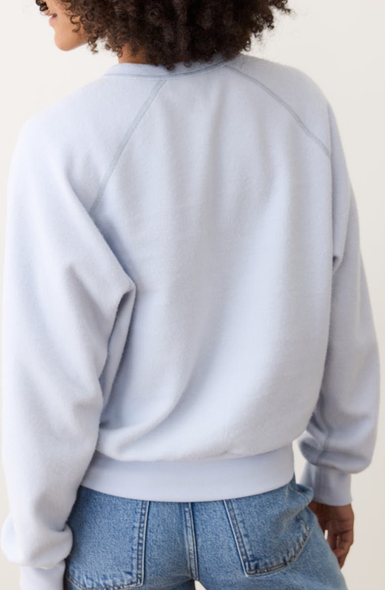Marine Layer Cloud 9 Reversible Organic Cotton Blend Fleece Crewneck Sweatshirt, Alternate, color, Soft Chambray