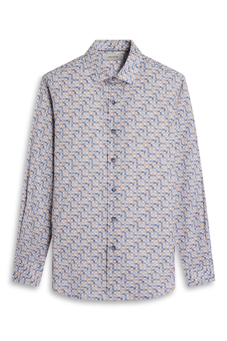Axel Shaped Fit Geo Floral Stretch Cotton Button-Up Shirt, Alternate, color, WALNUT