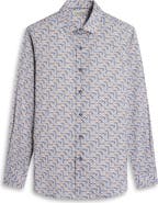 Bugatchi Axel Shaped Fit Geo Floral Stretch Cotton Button-Up Shirt