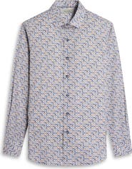 Bugatchi Axel Shaped Fit Geo Floral Stretch Cotton Button-Up Shirt