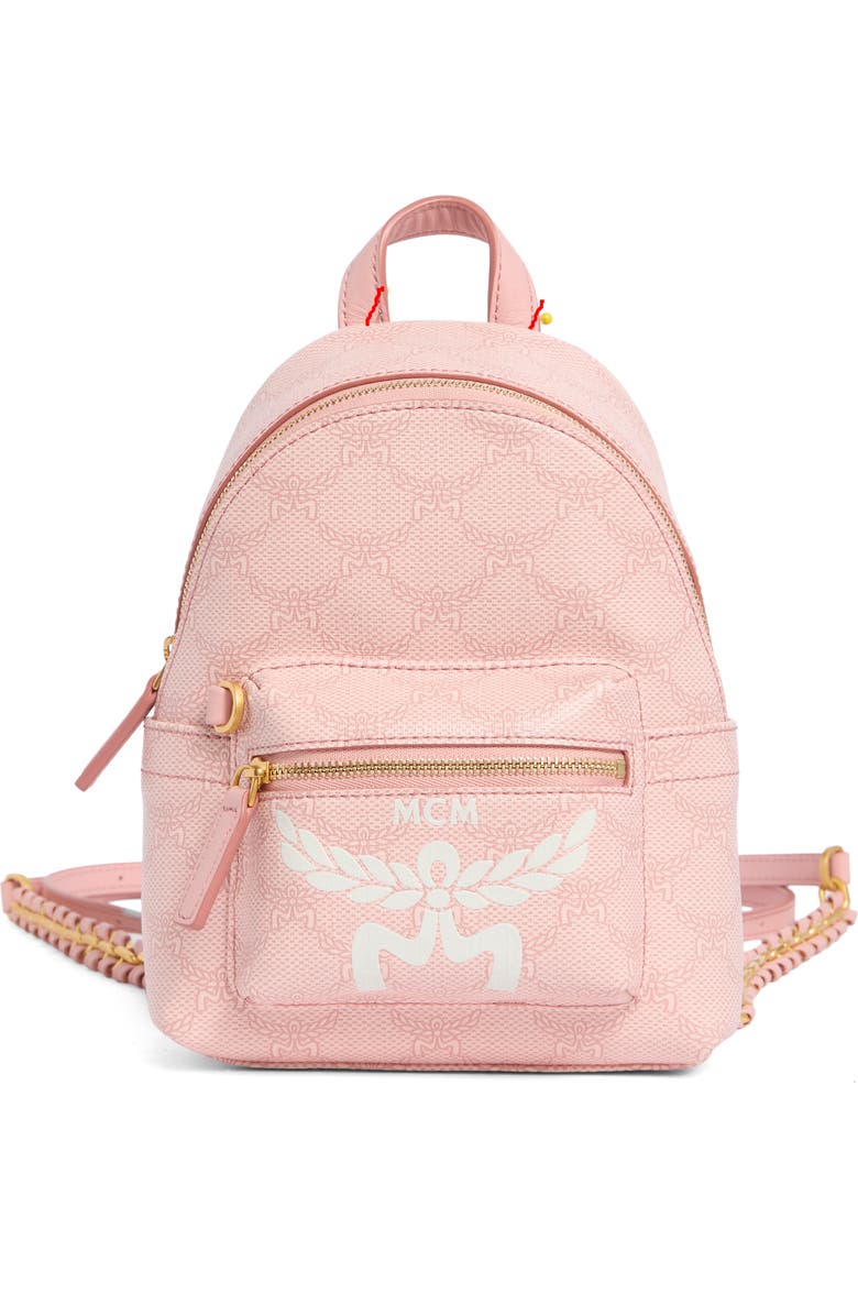 MCM Stark Lauretos Backpack, Main, color, Silver Pink