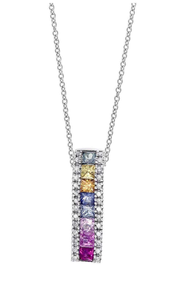 EFFY Diamond & Sapphire Pendant Necklace - 0.11ct., Main, color, 