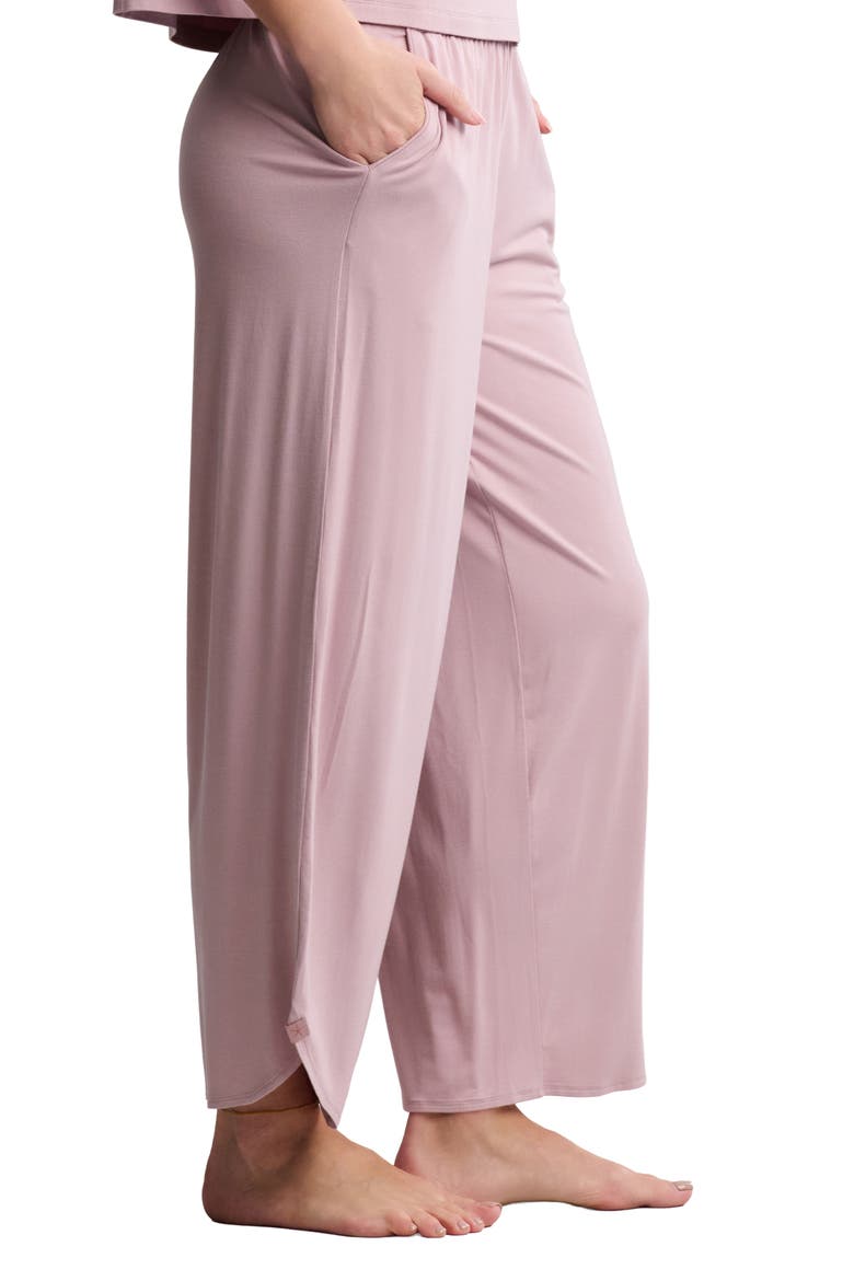Jersey Crop Wide Leg Pants, Alternate, color, TEABERRY