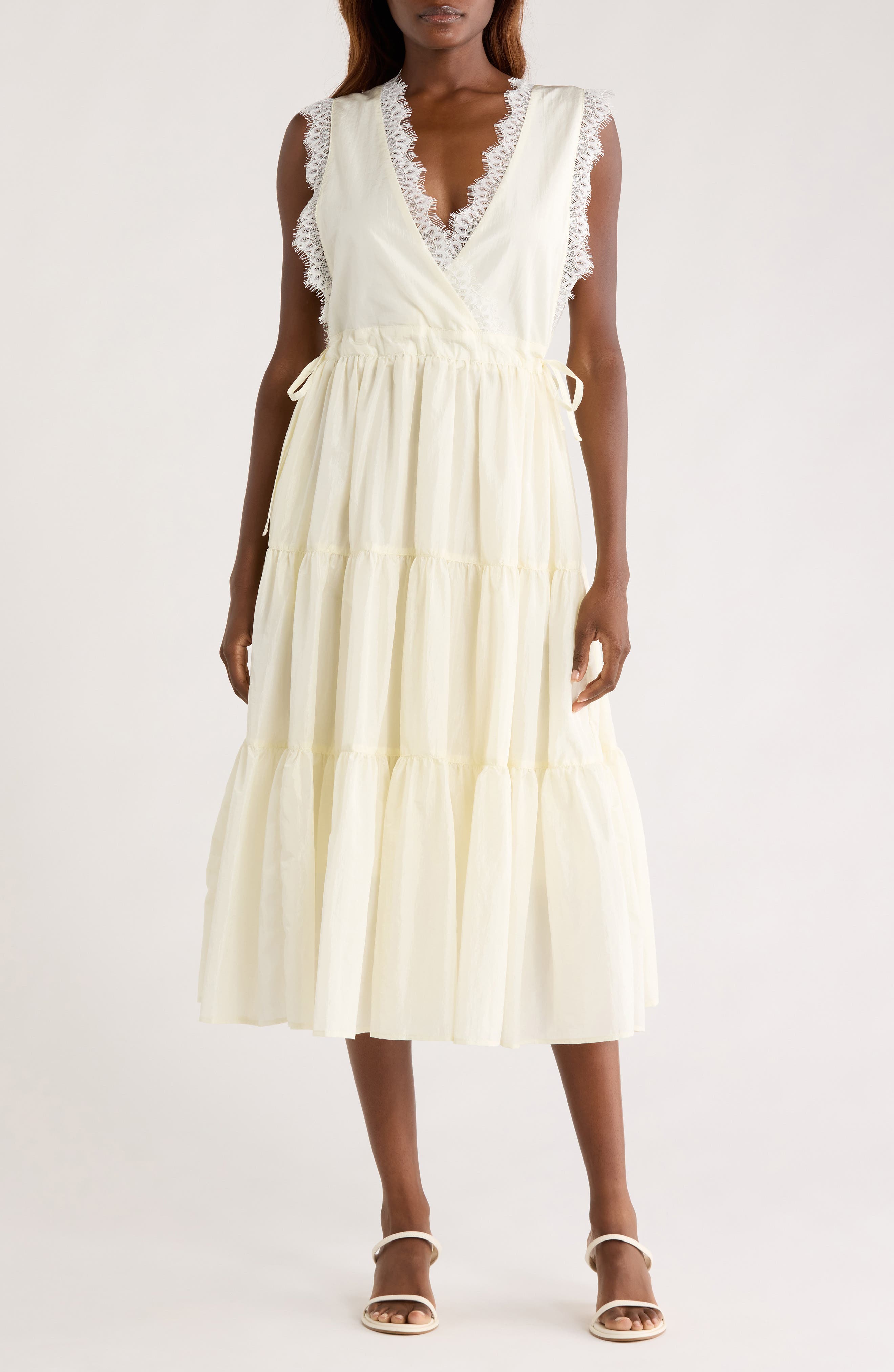 MELLODAY Lace Detail Tiered Dress