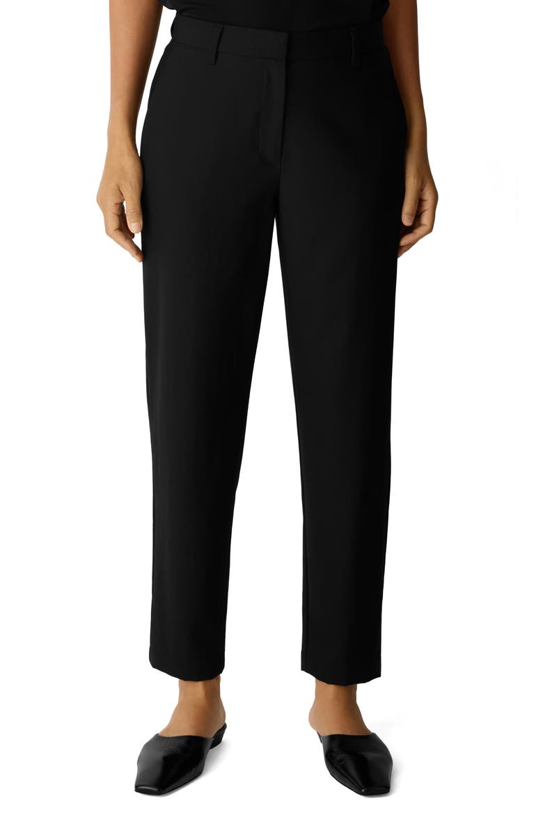 Wool Ankle Tapered Trousers, Main, color, BLACK