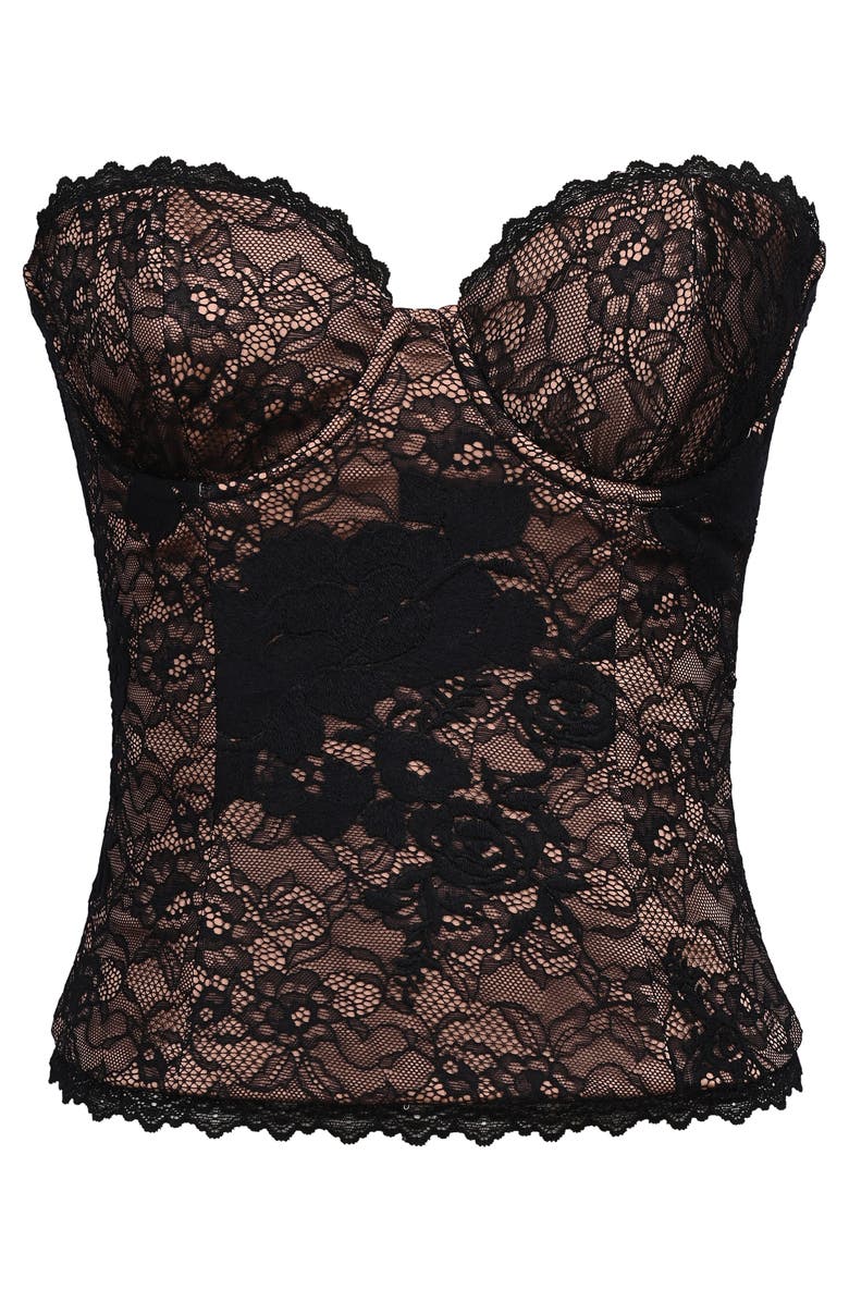HOUSE OF CB Yara Strapless Lace Corset Top, Alternate, color, Black