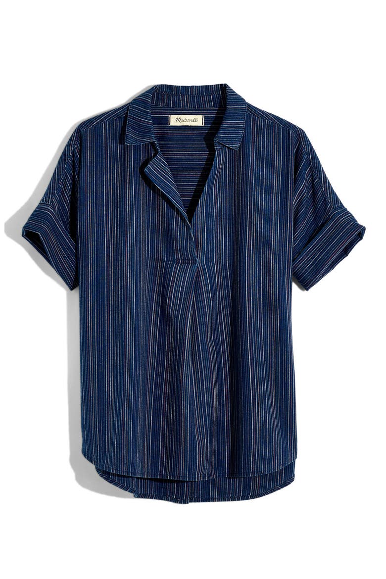 Courier Button Back Shirt in Cecile Stripe, Alternate, color, STEVIE STRIPE