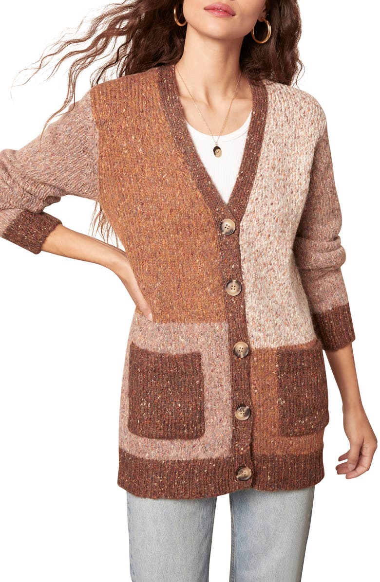 BB Dakota by Steve Madden BB Dakota Back to Block Patchwork Cardigan, Main, color,