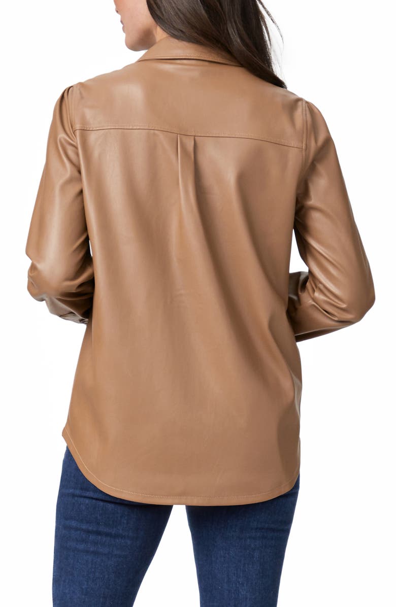 PAIGE Mattie Faux Leather Shirt, Alternate, color, Toffee Bronze