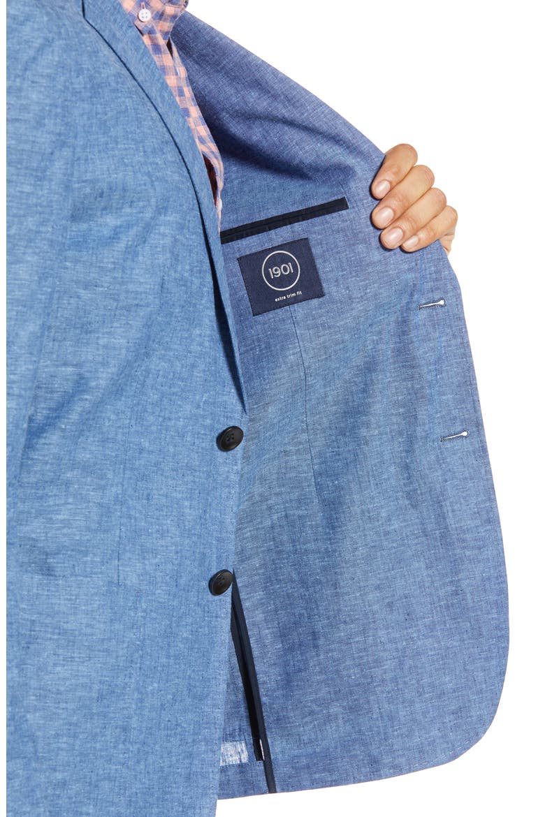 Extra Trim Fit Chambray Sport Coat, Alternate, color, BLUE DARK CHAMBRAY