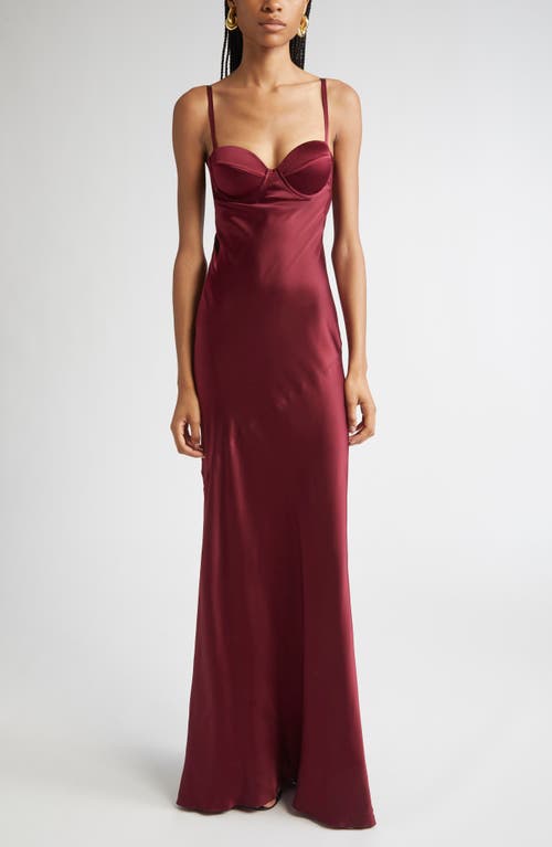 L'agence Sayla Underwire Bias Cut Silk Mermaid Gown In Burgundy