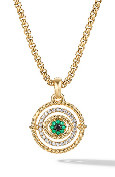 Evil Eye 18K Gold, Pavé Emerald & Diamond Mobile Amulet