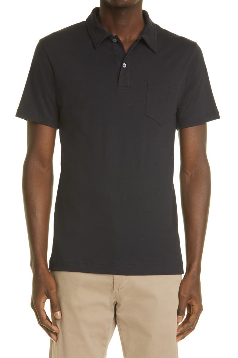 Men's Riviera Cotton Polo, Main, color, BLACK