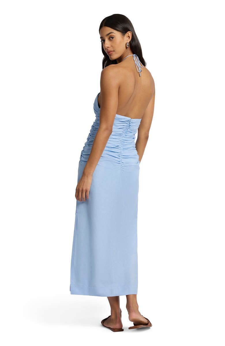Onia Ruched Halter Dress, Alternate, color, Sky