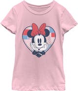 Minnie Mouse Girl's Minnie Mouse Cute Patchwork Heart Graphic T-Shirt