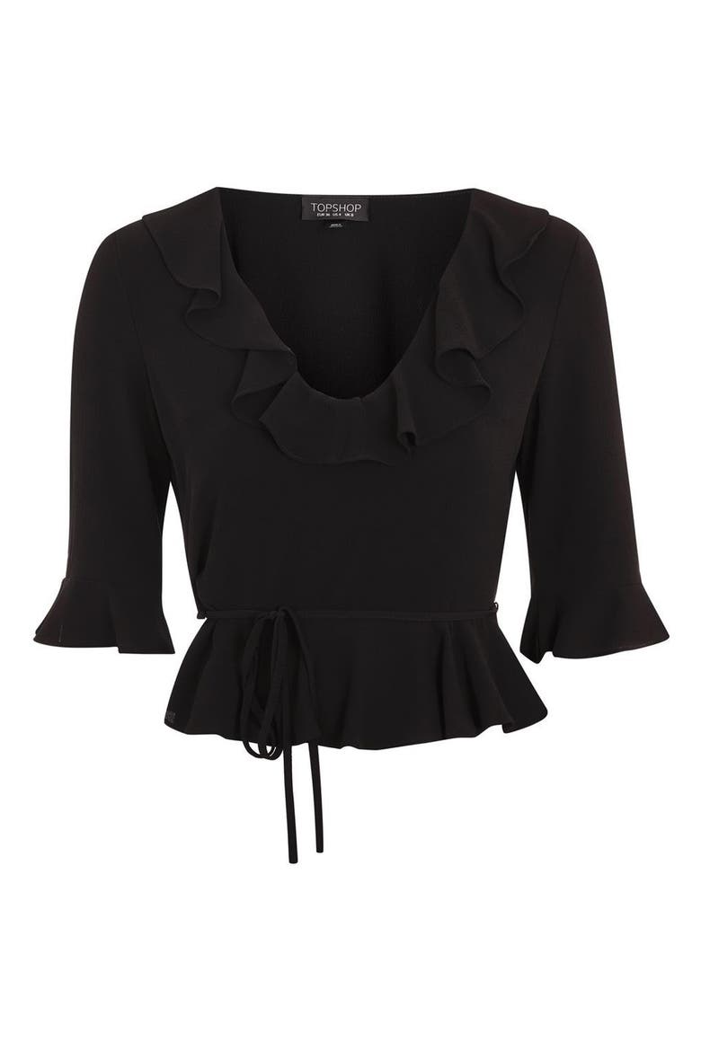 Phoebe Frilly Blouse, Alternate, color, BLACK