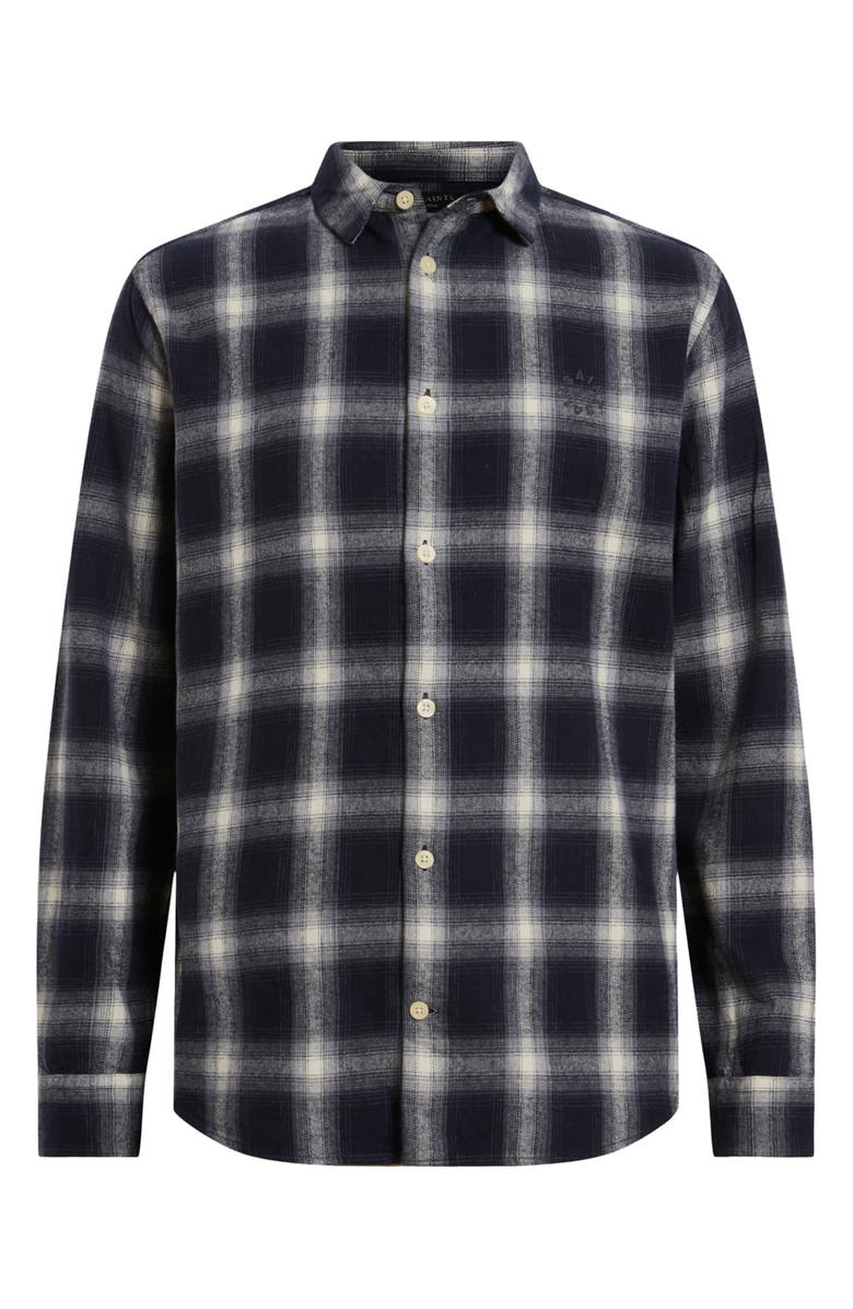 AllSaints Have Check Plaid Button-Up Shirt, Alternate, color, Azzurra Blue