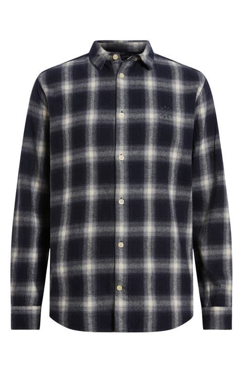 Allsaints Mens Azzurra Blue Haven Checked Cotton Shirt Xl In Blue