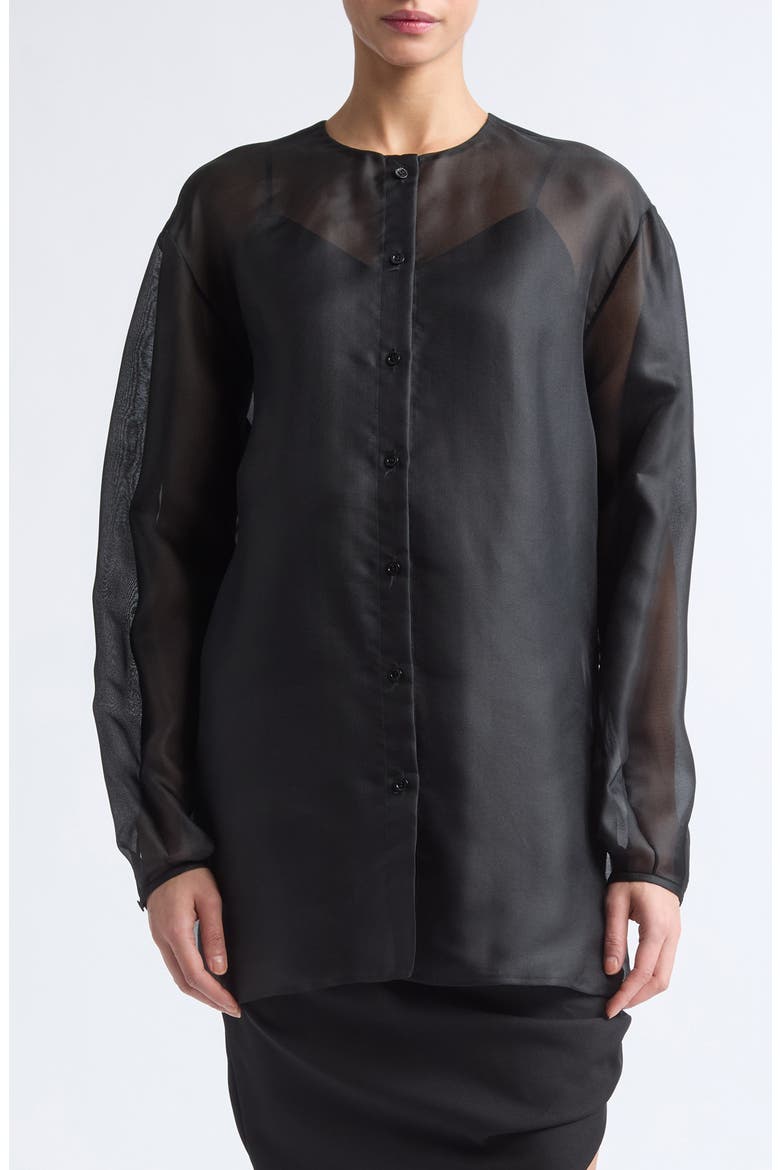 Silk Long Sleeve Shirt, Main, color, BLACK