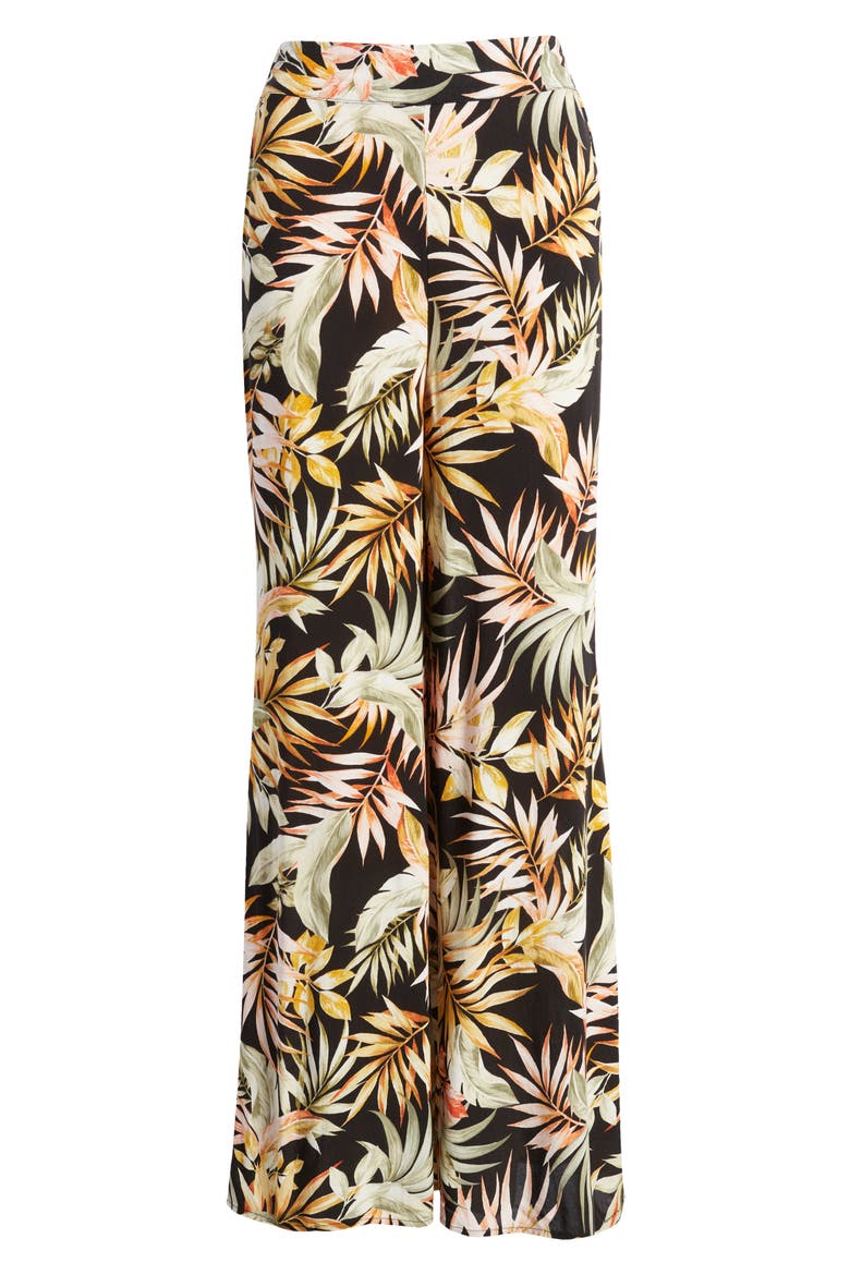 Havana Frond Print Beach Pants, Alternate, color, BLACK