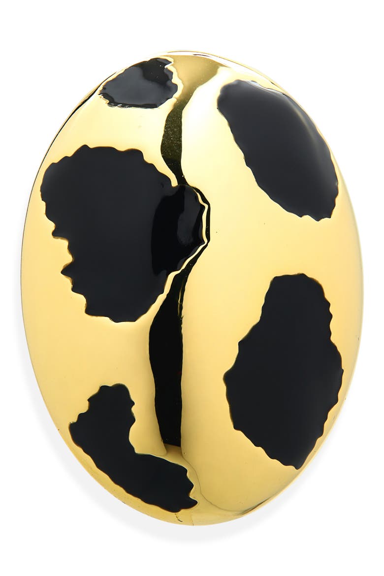 Leopard Spot Earrings., Alternate, color, GOLD/ BLACK