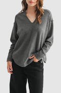 All in Favor Textured Knit Henley Top