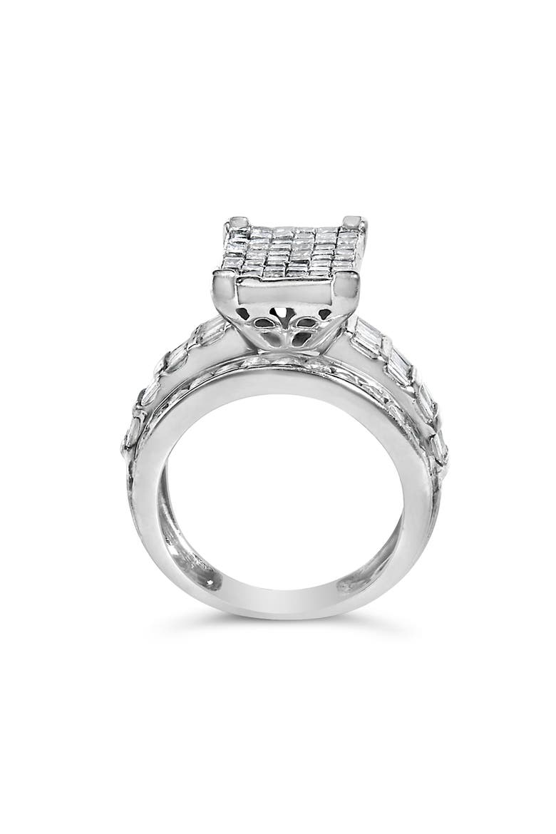 14K Gold 2.0 Cttw Mixed-Cut Diamond Composite Cluster Ring, Alternate, color, White Gold