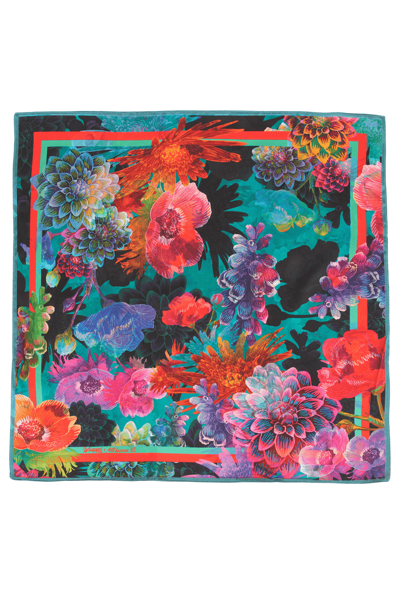 Daisy | 28" Mulberry Silk Furoshiki Gift Wrap by Adam Klassen, Alternate, color, Red