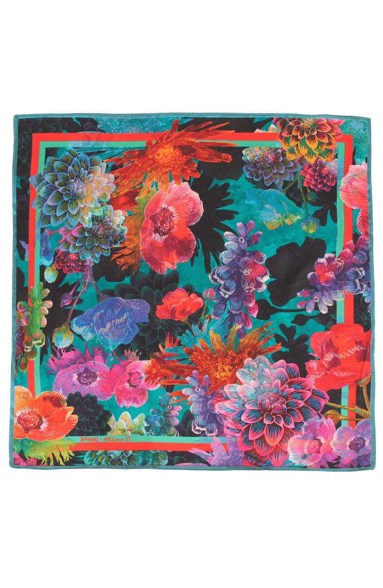 Wrappr Giftwrap Daisy | 28" Mulberry Silk Furoshiki Gift Wrap by Adam Klassen, Alternate, color, Red