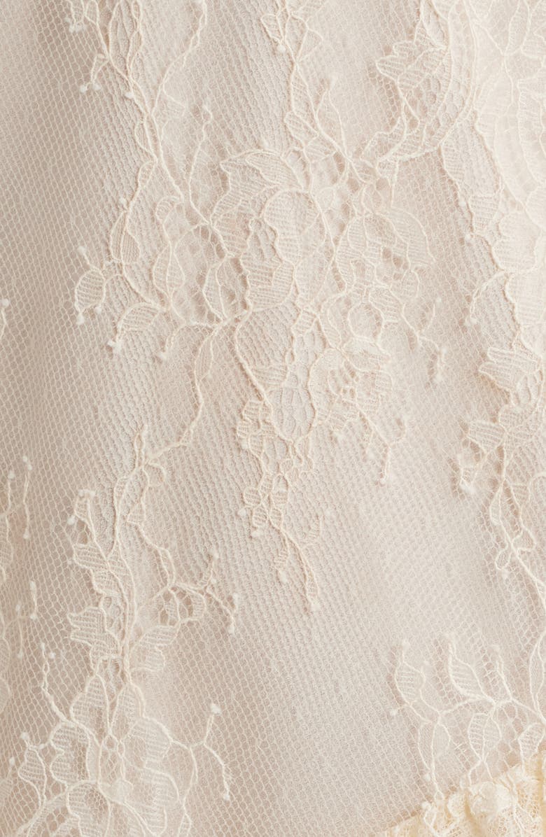 LoveShackFancy Seelie Eyelash Lace Long Sleeve Minidress, Alternate, color, Ivory