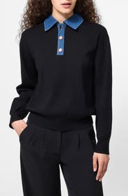 French Connection Denim Collar Sweater
