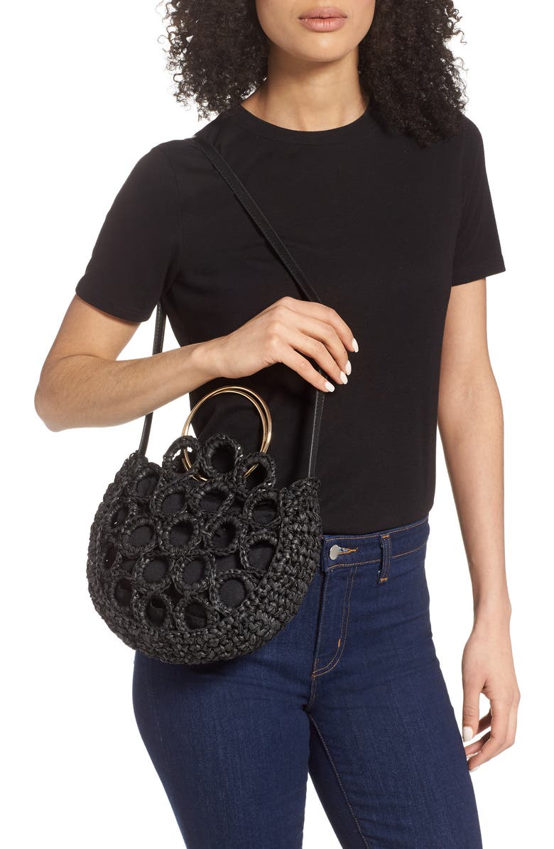 Mali + Lili Rachel Crochet Half Moon Bag, Alternate, color,