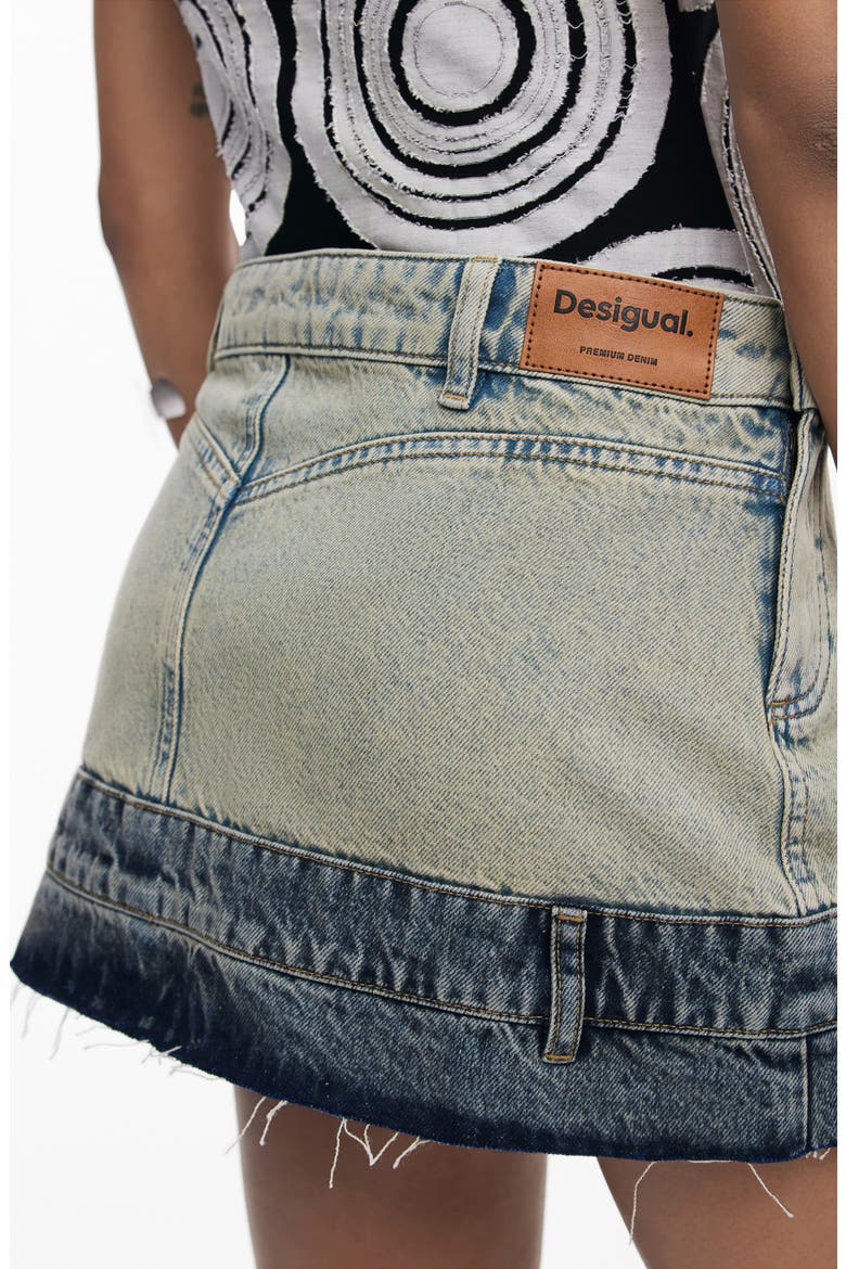 Double Waist Denim Miniskirt, Alternate, color, LIGHT BLUE