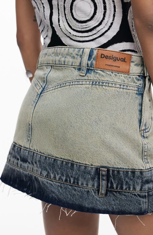 Desigual Double Waist Denim Miniskirt In Blue