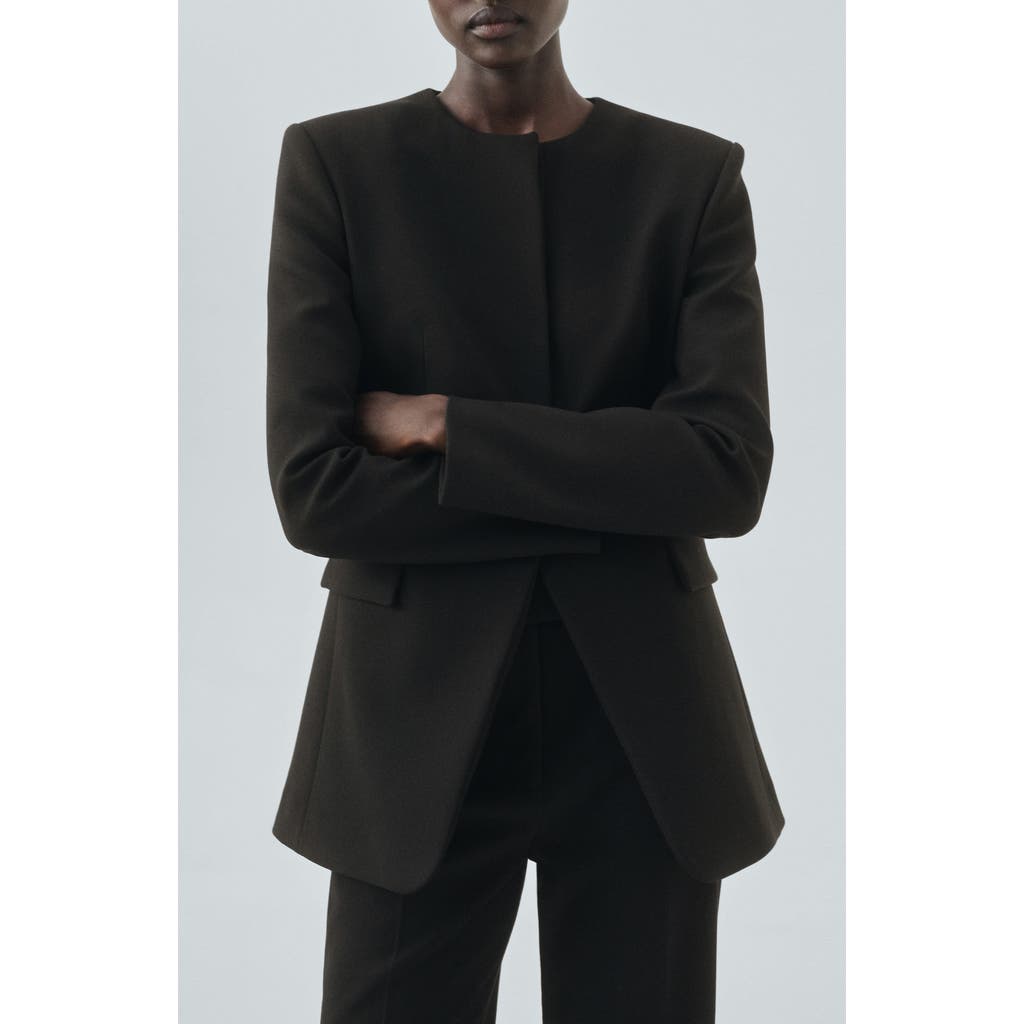 Mango Fitted Suit Jacket In Black